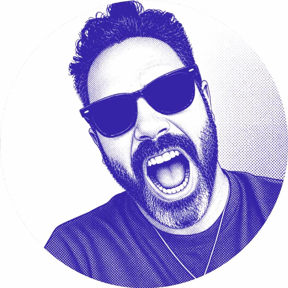 Stylized halftone portrait of Luis Alberto